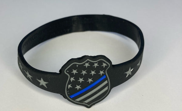Thin Blueline Shield Bracelet